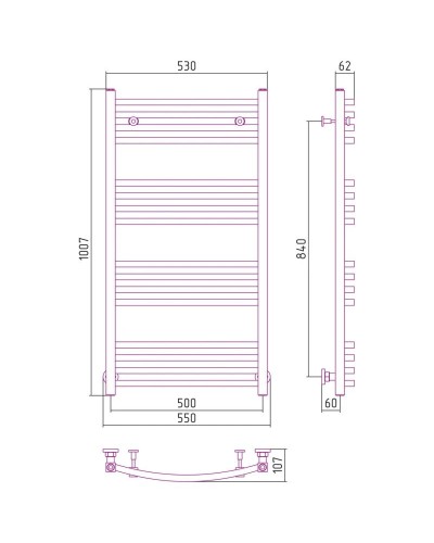 Полотенцесушитель водяной 1000х500 сатин Сунержа Аркус 071-0251-1050