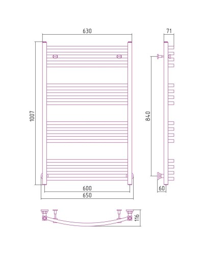 Полотенцесушитель водяной 1000х600 состаренная латунь Сунержа Аркус 051-0251-1060