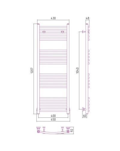 Полотенцесушитель водяной 1200х400 белый глянец Сунержа Аркус 12-0251-1240