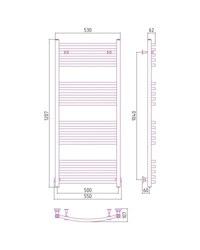 Полотенцесушитель водяной 1200х500 золотой Сунержа Аркус 03-0251-1250