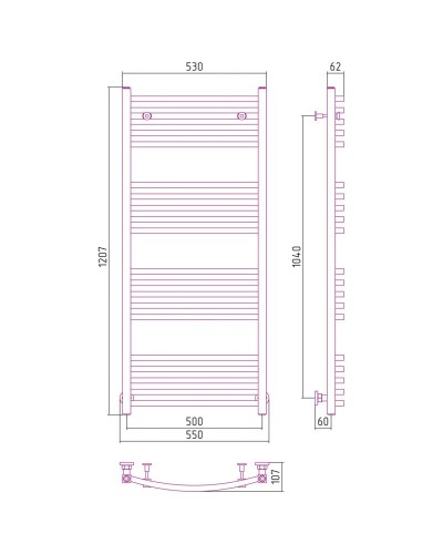 Полотенцесушитель водяной 1200х500 золотой матовый Сунержа Аркус 032-0251-1250