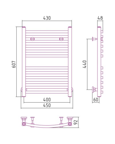 Полотенцесушитель водяной 600х400 белый глянец Сунержа Аркус 12-0251-6040