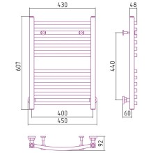 Полотенцесушитель водяной 600х400 шампань матовая Сунержа Аркус 022-0251-6040