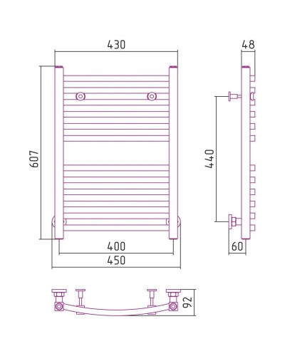 Полотенцесушитель водяной 600х400 шампань Сунержа Аркус 020-0251-6040