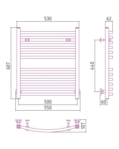 Полотенцесушитель водяной 600х500 белый глянец Сунержа Аркус 12-0251-6050