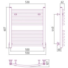 Полотенцесушитель водяной 600х500 золотой Сунержа Аркус 03-0251-6050