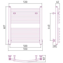 Полотенцесушитель водяной 600х500 белый матовый Сунержа Аркус 30-0251-6050