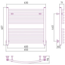 Полотенцесушитель водяной 600х600 черный матовый Сунержа Аркус 31-0251-6060
