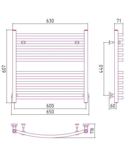 Полотенцесушитель водяной 600х600 черный матовый Сунержа Аркус 31-0251-6060