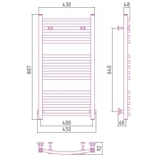 Полотенцесушитель водяной 800х400 золотой матовый Сунержа Аркус 032-0251-8040