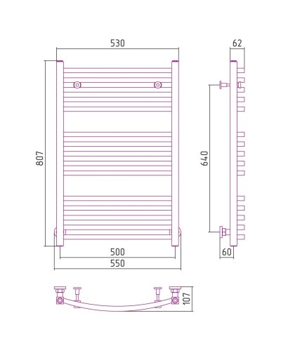 Полотенцесушитель водяной 800х500 белый глянец Сунержа Аркус 12-0251-8050