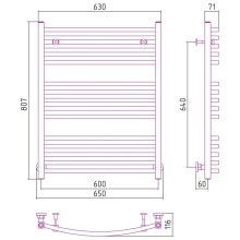 Полотенцесушитель водяной 800х600 белый глянец Сунержа Аркус 12-0251-8060