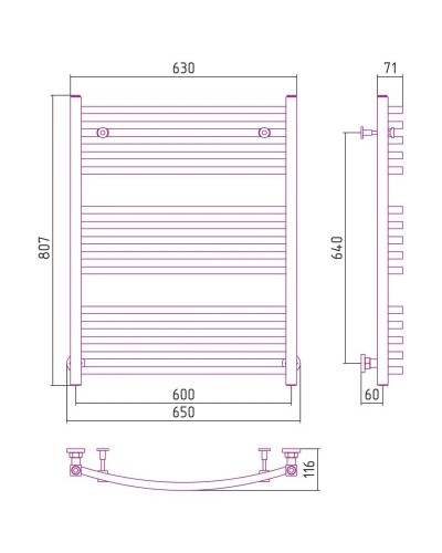 Полотенцесушитель водяной 800х600 белый глянец Сунержа Аркус 12-0251-8060