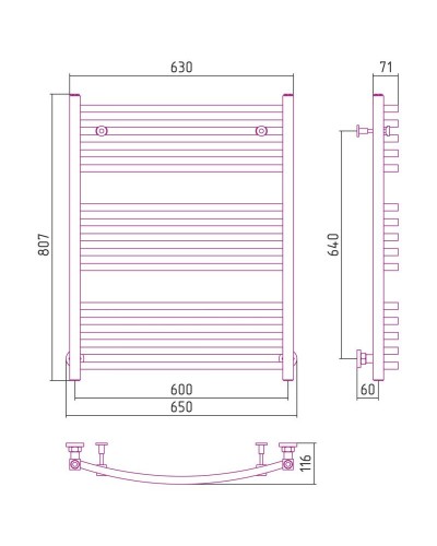 Полотенцесушитель водяной 800х600 белый матовый Сунержа Аркус 30-0251-8060