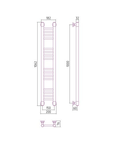 Полотенцесушитель водяной 1000х150 белый матовый Сунержа Богема+ 30-0220-1015