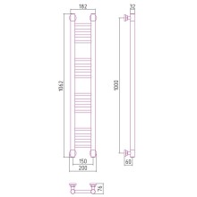 Полотенцесушитель водяной 1000х150 черный матовый Сунержа Богема+ 31-0220-1015