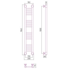 Полотенцесушитель водяной 1000х150 черный матовый Сунержа Богема+ 31-0220-1015
