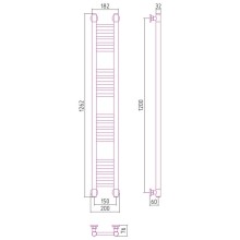 Полотенцесушитель водяной 1200х150 белый матовый Сунержа Богема+ 30-0220-1215