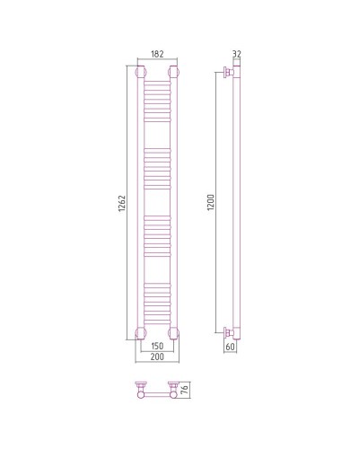 Полотенцесушитель водяной 1200х150 белый матовый Сунержа Богема+ 30-0220-1215