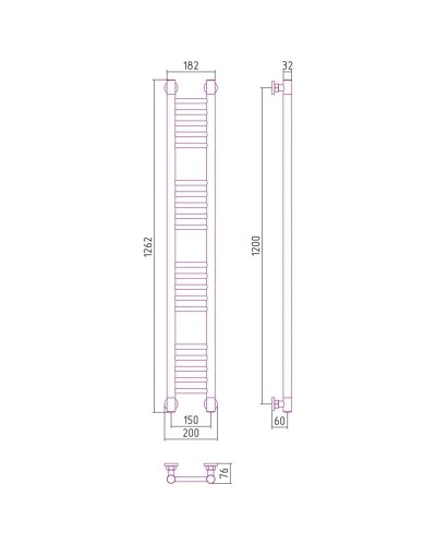 Полотенцесушитель водяной 1200х150 черный матовый Сунержа Богема+ 31-0220-1215