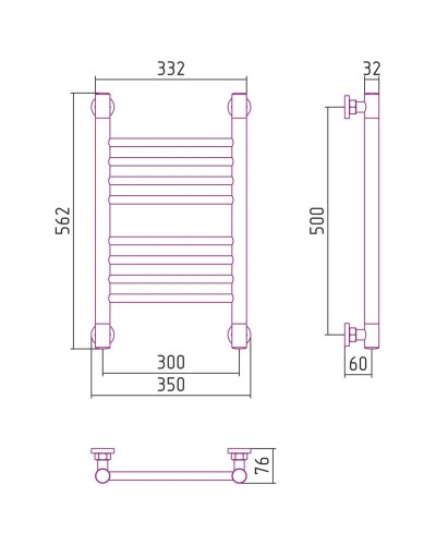 Полотенцесушитель водяной 500х300 черный матовый Сунержа Богема+ 31-0220-5030