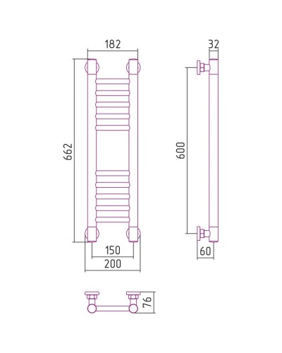 Полотенцесушитель водяной 600х150 черный матовый Сунержа Богема+ 31-0220-6015