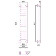 Полотенцесушитель водяной 800х150 черный матовый Сунержа Богема+ 31-0220-8015