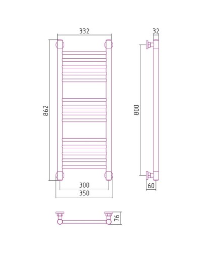 Полотенцесушитель водяной 800х300 белый матовый Сунержа Богема+ 30-0220-8030