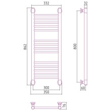 Полотенцесушитель водяной 800х300 черный матовый Сунержа Богема+ 31-0220-8030