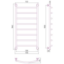 Полотенцесушитель водяной 1000х500 белый матовый Сунержа Галант+ 30-0200-1050
