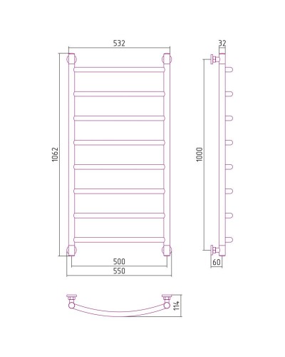 Полотенцесушитель водяной 1000х500 белый матовый Сунержа Галант+ 30-0200-1050