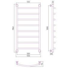 Полотенцесушитель водяной 1000х500 черный матовый Сунержа Галант+ 31-0200-1050