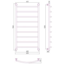 Полотенцесушитель водяной 1200х600 белый матовый Сунержа Галант+ 30-0200-1260