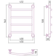 Полотенцесушитель водяной 500х400 белый матовый Сунержа Галант+ 30-0200-5040