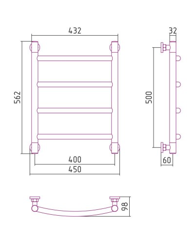 Полотенцесушитель водяной 500х400 белый матовый Сунержа Галант+ 30-0200-5040