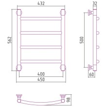 Полотенцесушитель водяной 500х400 черный матовый Сунержа Галант+ 31-0200-5040