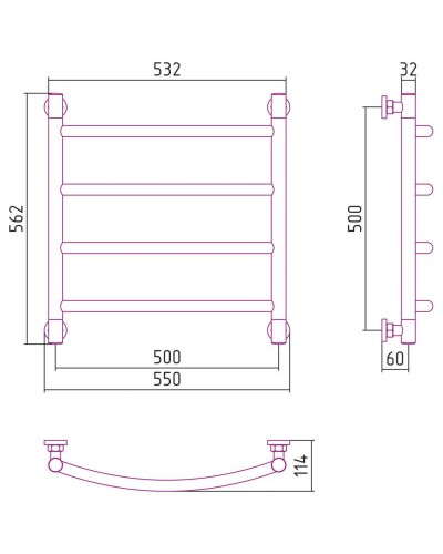 Полотенцесушитель водяной 500х500 белый матовый Сунержа Галант+ 30-0200-5050