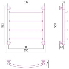 Полотенцесушитель водяной 500х500 черный матовый Сунержа Галант+ 31-0200-5050