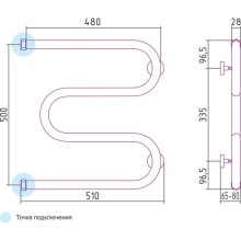 Полотенцесушитель водяной 500х500 Сунержа М-образный 00-0007-5050