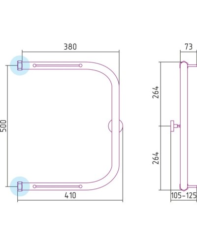 Полотенцесушитель водяной 500х400 Сунержа П-образный +2 полки 00-0004-5040