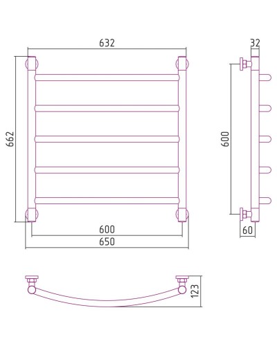 Полотенцесушитель водяной 600х600 белый матовый Сунержа Галант+ 30-0200-6060