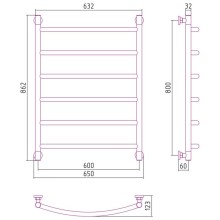 Полотенцесушитель водяной 800х600 белый матовый Сунержа Галант+ 30-0200-8060