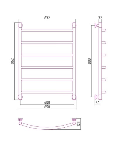 Полотенцесушитель водяной 800х600 белый матовый Сунержа Галант+ 30-0200-8060