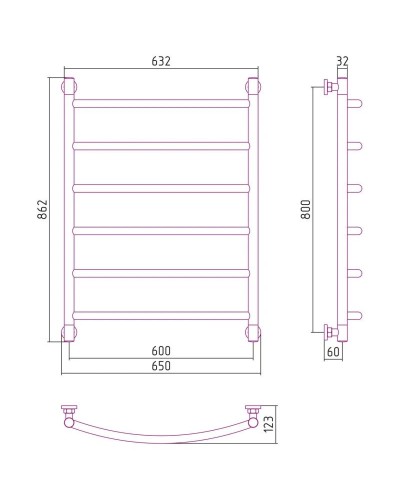 Полотенцесушитель водяной 800х600 черный матовый Сунержа Галант+ 31-0200-8060
