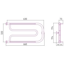 Полотенцесушитель водяной 320х650 шампань матовая Сунержа Гусли 2 полки 022-0010-3265