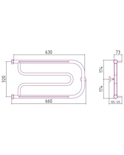 Полотенцесушитель водяной 320х650 шампань матовая Сунержа Гусли 2 полки 022-0010-3265