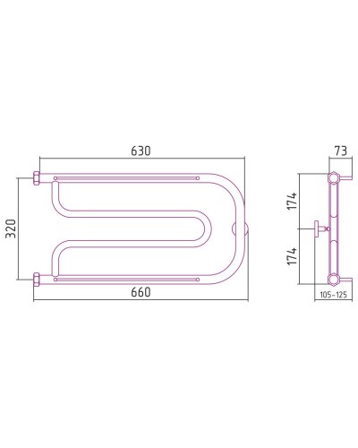 Полотенцесушитель водяной 320х650 белый матовый Сунержа Гусли 2 полки 30-0010-3265