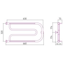 Полотенцесушитель водяной 320х650 темный титан муар Сунержа Гусли 2 полки 15-0010-3265
