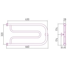 Полотенцесушитель водяной 320х650 шампань матовая Сунержа Гусли 022-0009-3265