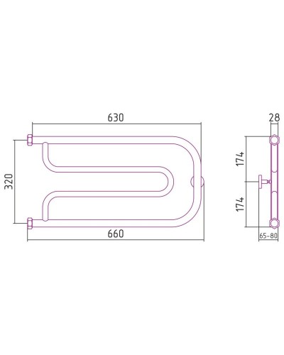 Полотенцесушитель водяной 320х650 шампань матовая Сунержа Гусли 022-0009-3265